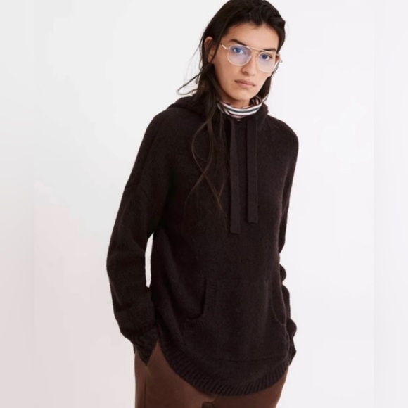 NWT Madewell Wilmington Hoodie Sweater in Heather Raisin - Picture 1 of 8